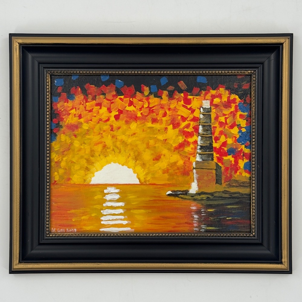 Original Lighthouse Sunset Painting